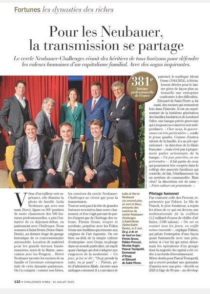 Transmission NEUBAUER - magazine Challenges de juillet 2025