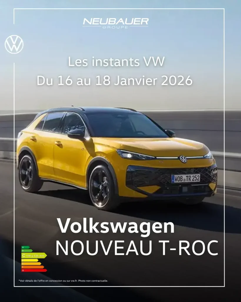 Découverte du T-Roc et des autres modèles exposés pendant les Instants Volkswagen janvier 2026 à Saint-Denis, du 16 au 18 janvier 2026