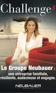 Partenariat NEUBAUER Challenges avec un numéro du magazine Challenges aux couleurs du groupe NEUBAUER