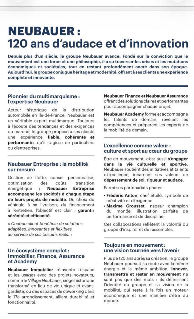 Partenariat NEUBAUER Challenges à travers un numéro spécial du magazine mettant en avant le groupe NEUBAUER