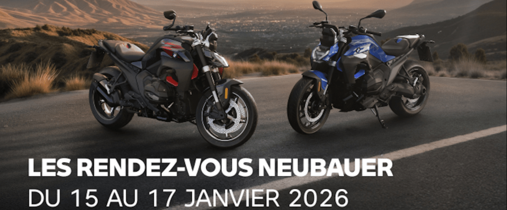 RDV BMW Motorrad janvier 2026 à Neubauer Moto Chambourcy – Découvrez la gamme BMW Motorrad et profitez d’offres exclusives du 15 au 17 janvier 2026.