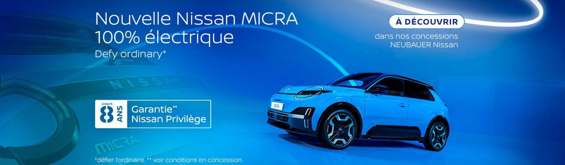 Nouvelle Micra électrique 2026 Nissan en concession Neubauer à Buchelay, Chambourcy, Nanterre et Saint-Denis