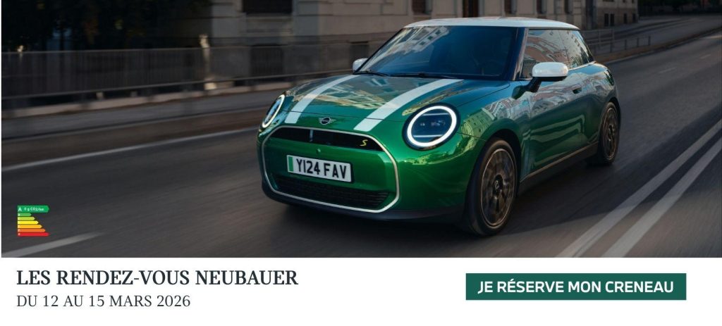 RDV MINI mars 2026 – essais et offres MINI Neubauer du 12 au 15 mars 2026 dans les concessions BMW de Boulogne, Chambourcy, Le Chesnay, Mirabeau et Plaisir.