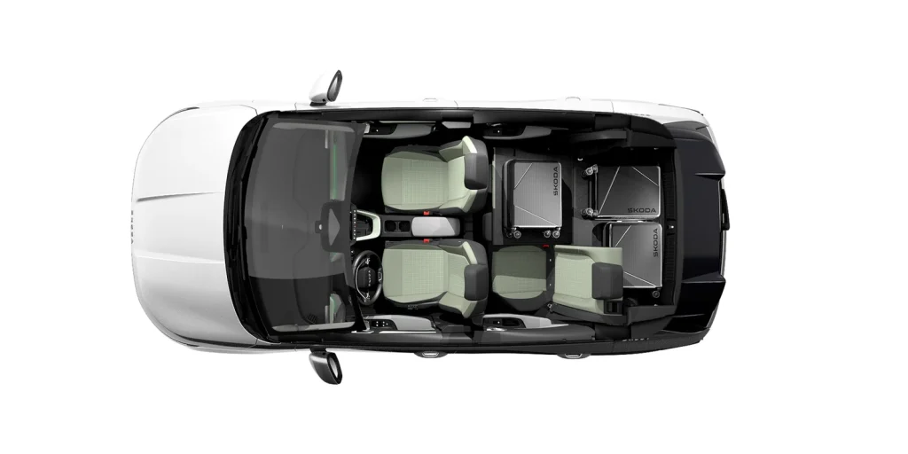 Habitacle spacieux du SUV compact électrique Škoda Epiq cinq places
